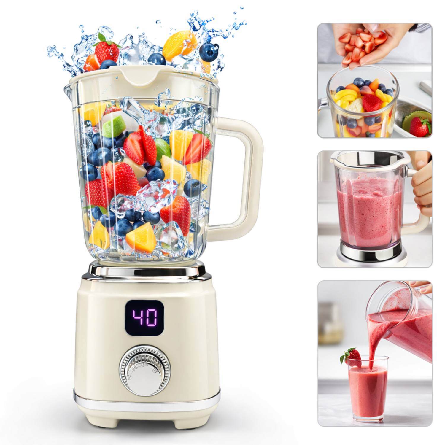 Espremedor de Frutas Portátil Recarregável 600ml [Branco]