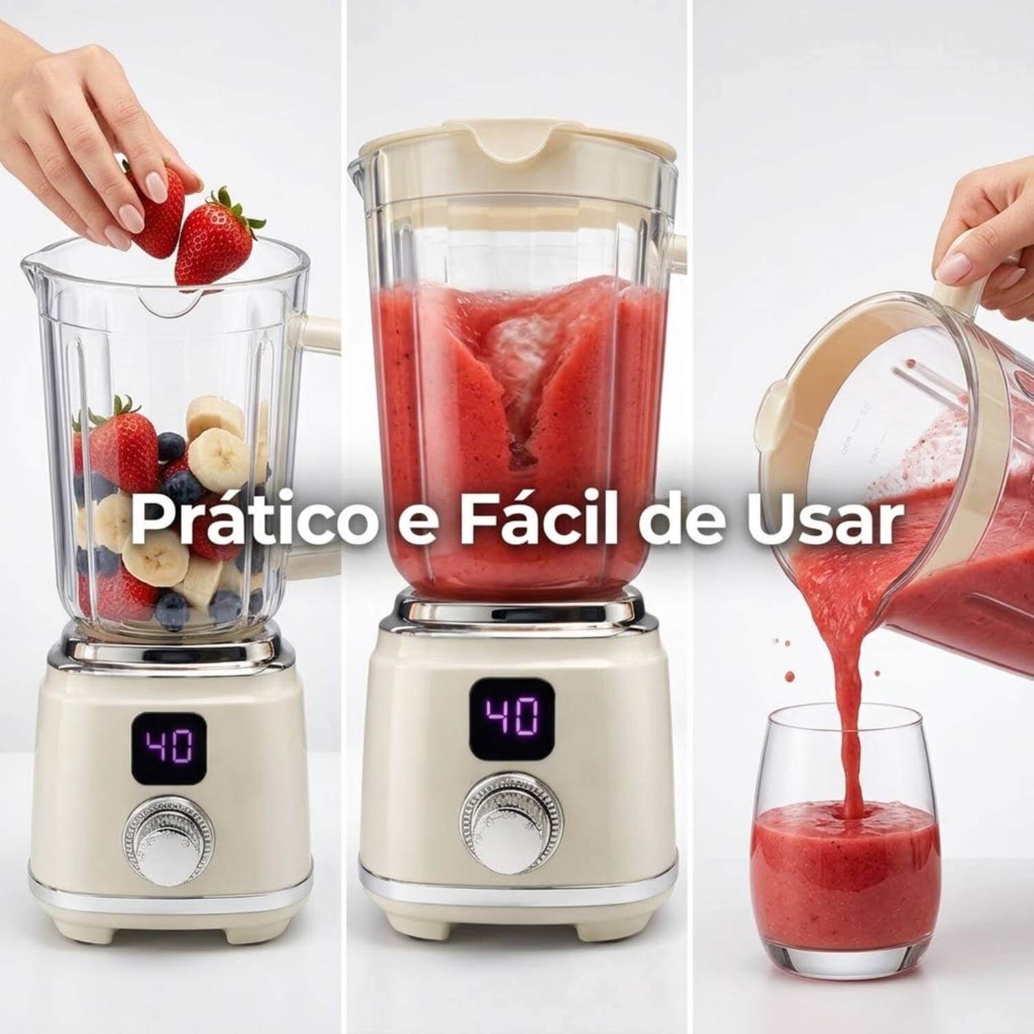 Espremedor de Frutas Portátil Recarregável 600ml [Branco]