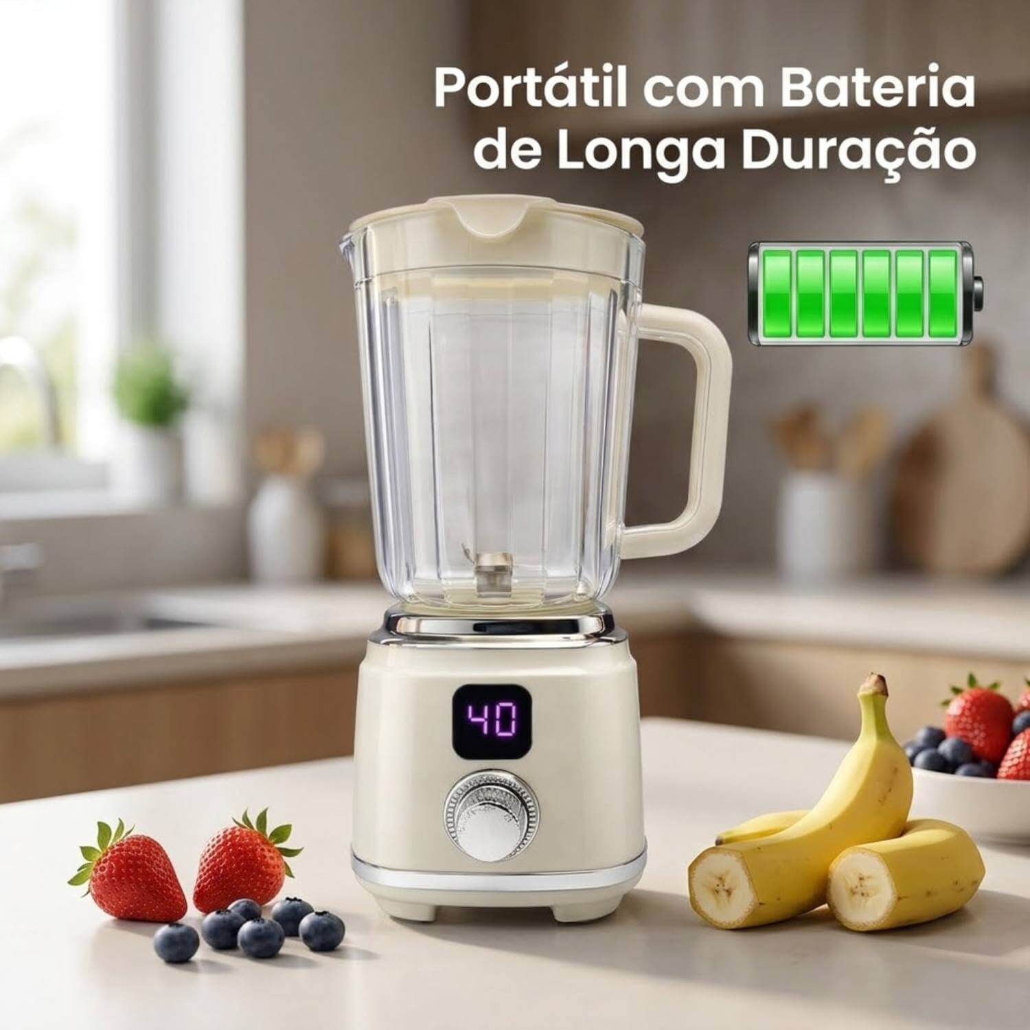 Espremedor de Frutas Portátil Recarregável 600ml [Branco]